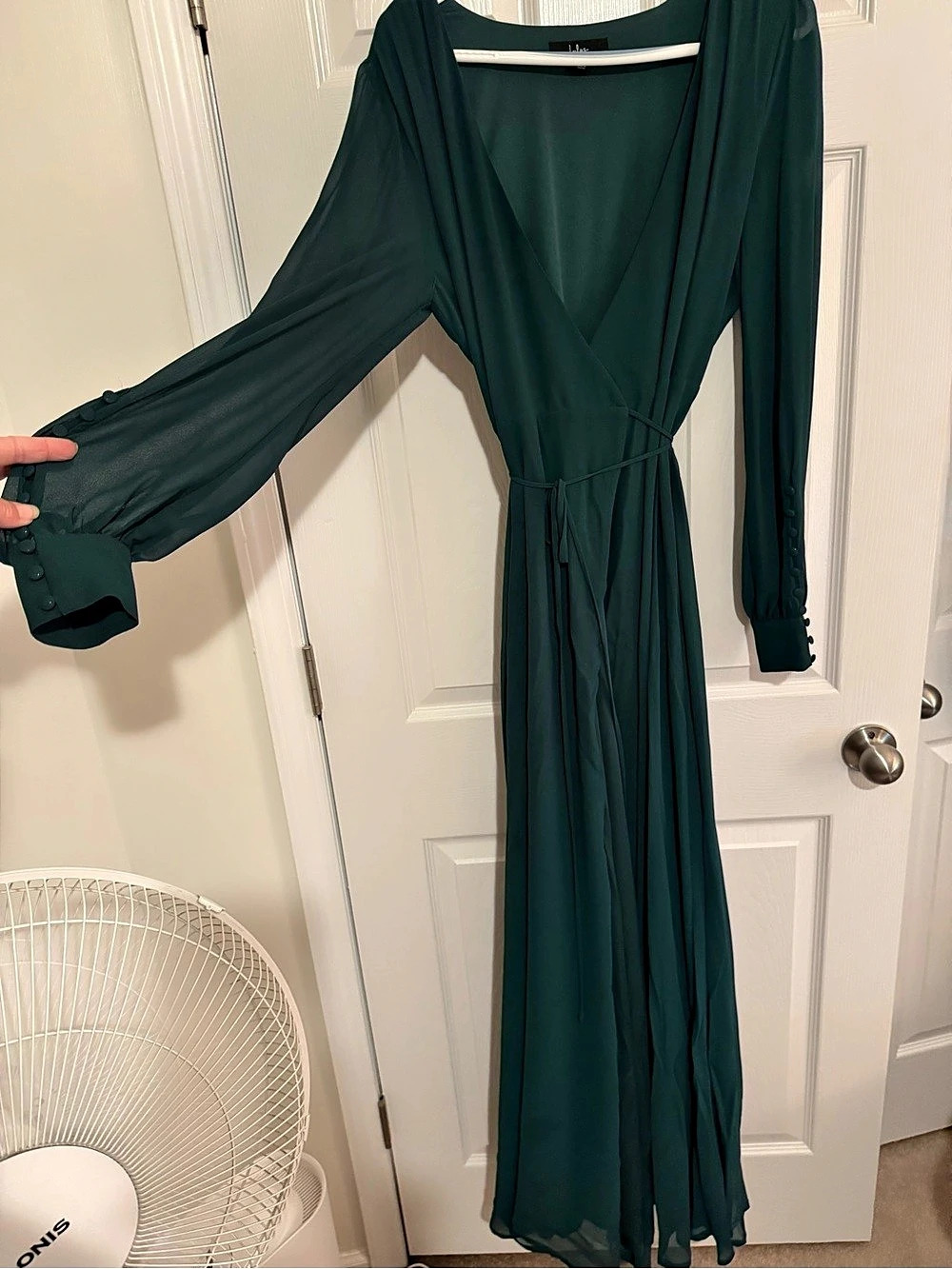 Lulus My Whole Heart Emerald Green Long Sleeve Wrap Maxi Dress Wrap Maxi Dress